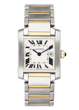 Cartier Tank Francaise W51012Q4 Two Tone Midsize Relógio Feminino