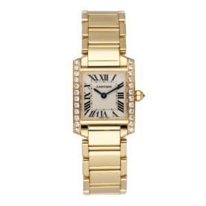 Cartier Tank Francaise WE1001R8 Diamond 18k ouro amarelo Relógio Feminino