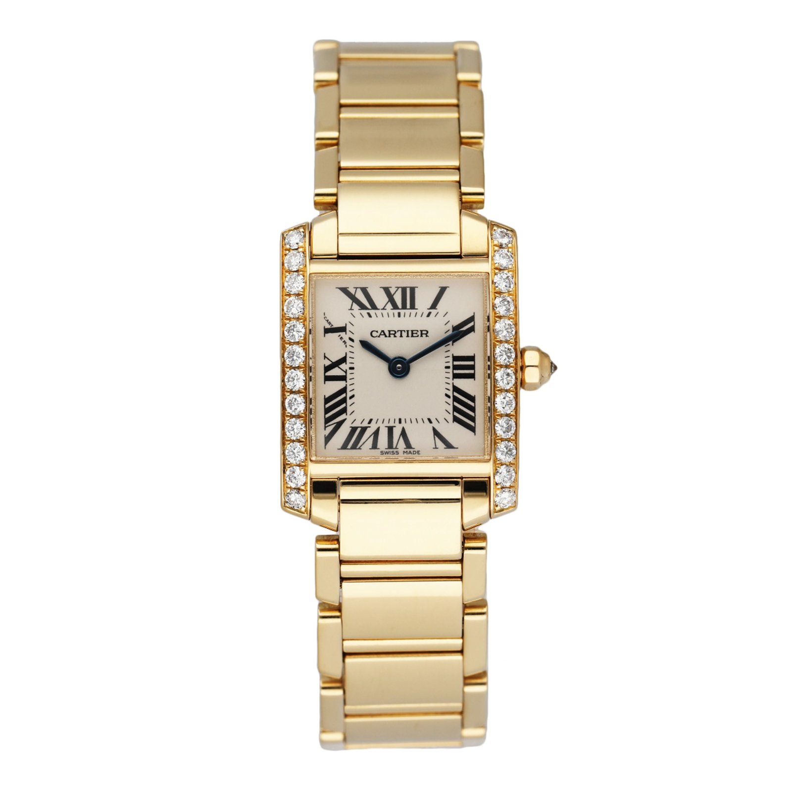 Cartier Tank Francaise WE1001R8 Diamond 18k ouro amarelo Relógio Feminino