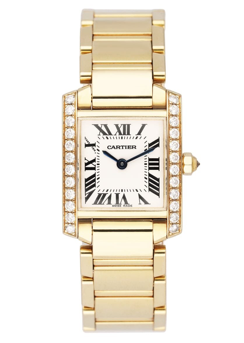 Cartier Tank Francaise WE1001R8 Diamond 18k ouro amarelo Relógio Feminino