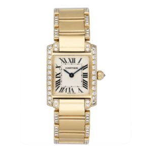 Cartier Tank Francaise WE1001RG Diamond 18k ouro amarelo Relógio Feminino