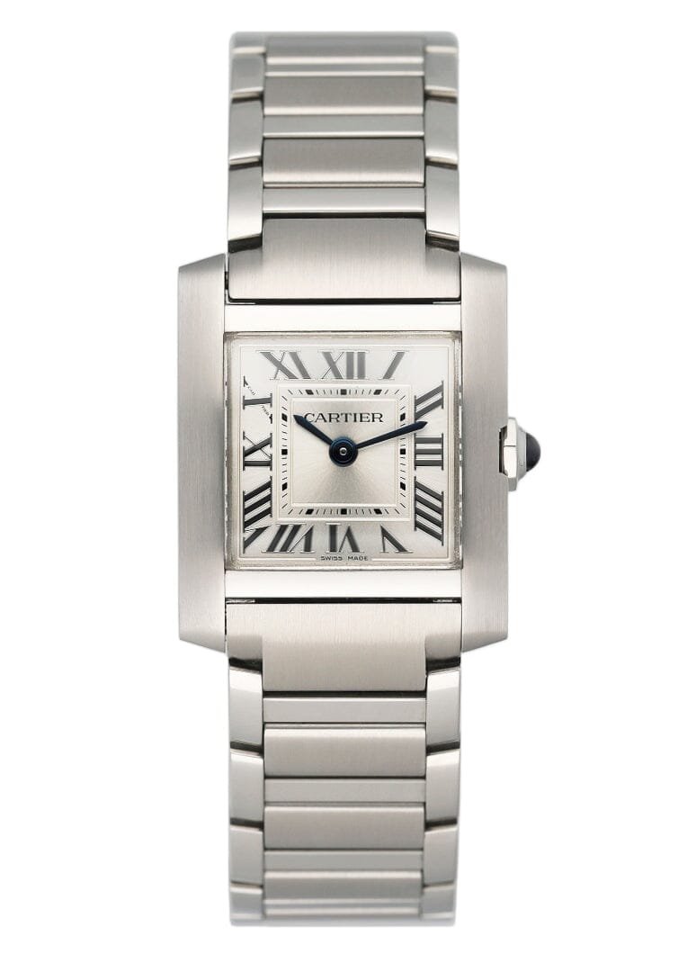 Cartier Tank Francaise WSTA0065 mostrador prata aço inoxidável Relógio Feminino