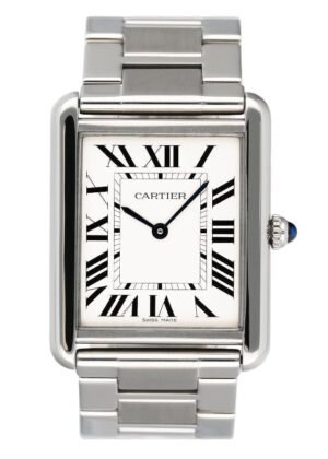 Cartier Tank Solo Large W5200014 mostrador prata Relógio Masculino