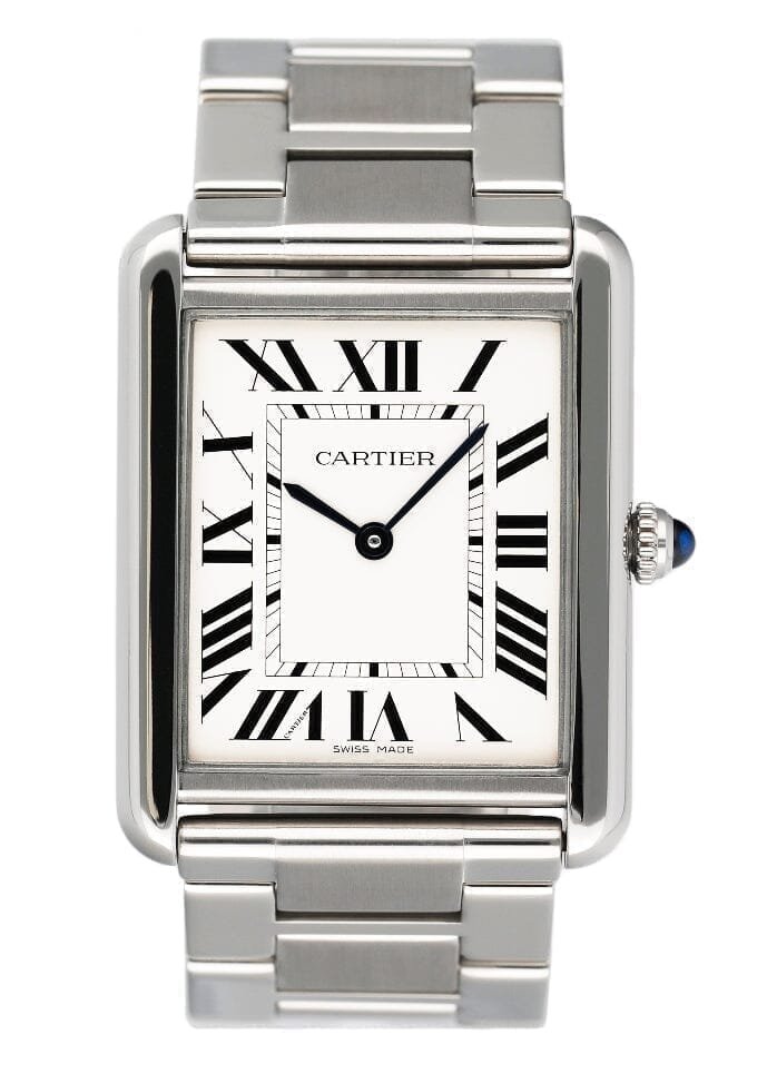 Cartier Tank Solo Large W5200014 mostrador prata Relógio Masculino