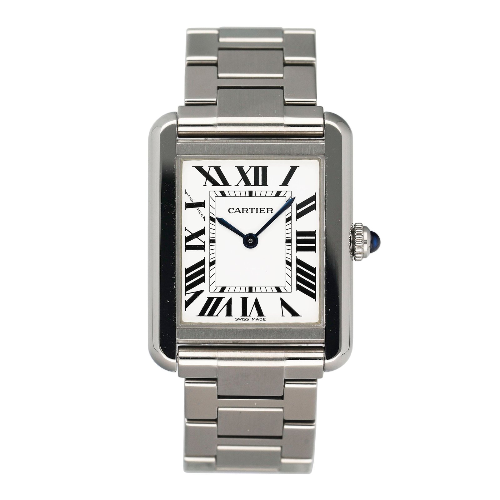 Cartier Tank Solo Small W5200013 mostrador prata Relógio Feminino Caixa e Documentos