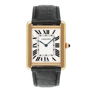 Cartier Tank Solo W1018855 Large Size 18k ouro amarelo Relógio Caixa e Documentos
