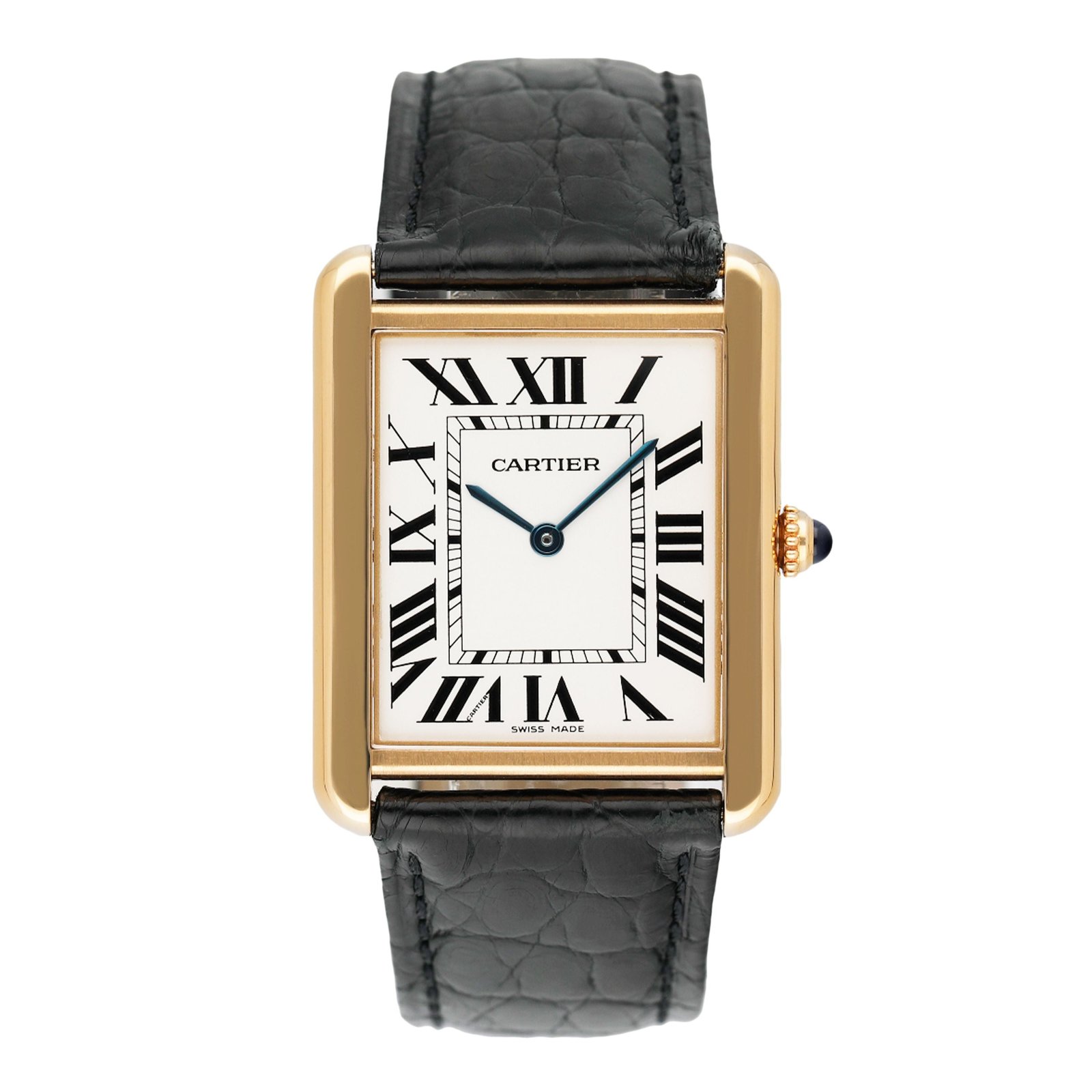 Cartier Tank Solo W1018855 Large Size 18k ouro amarelo Relógio Caixa e Documentos
