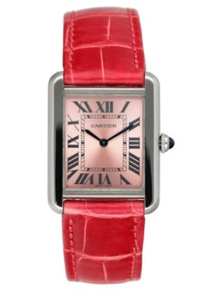Cartier Tank Solo W5200000 Pink Dial Relógio Feminino Caixa e Documentos
