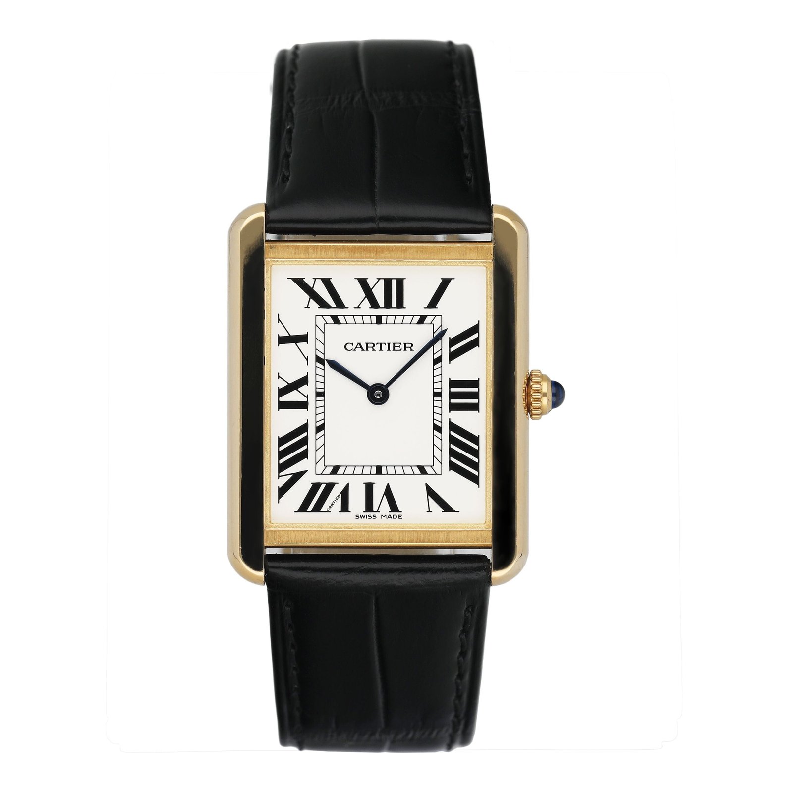 Cartier Tank Solo W5200004 Large Size 18k ouro amarelo Relógio Masculino