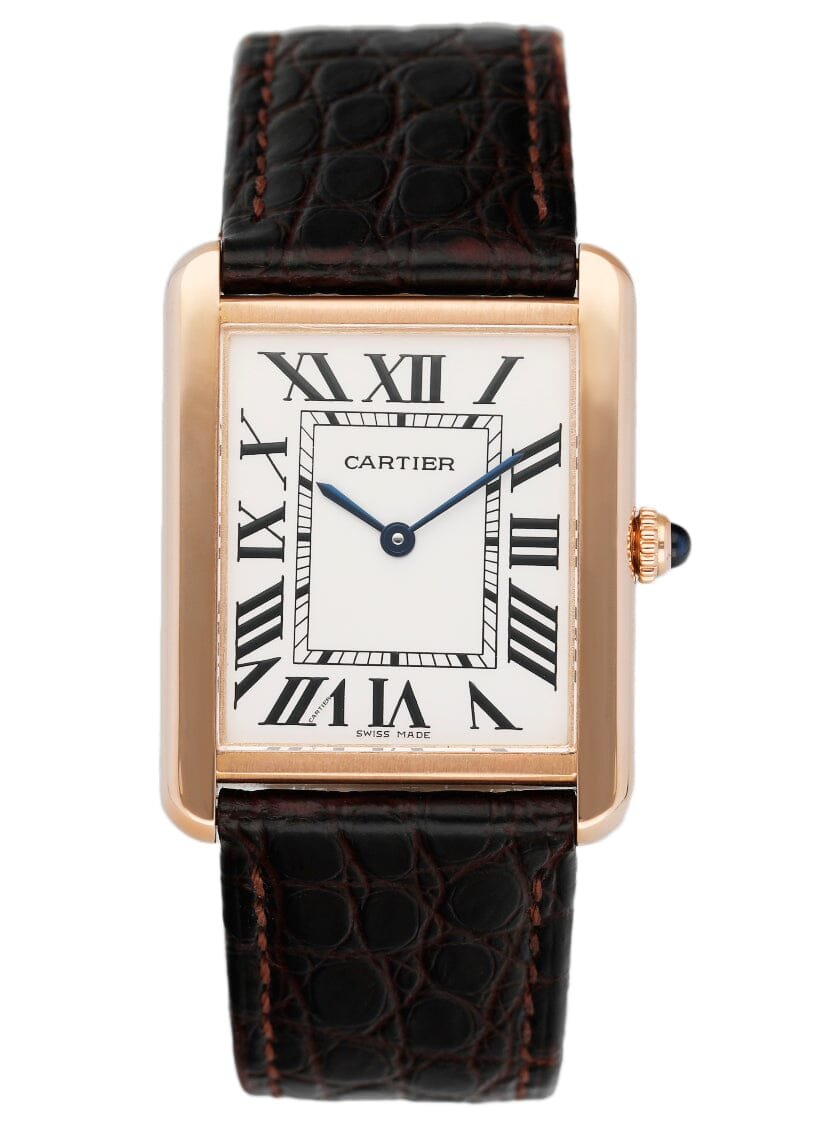Cartier Tank Solo W5200025 18k ouro rosa Relógio Masculino Caixa e Documentos
