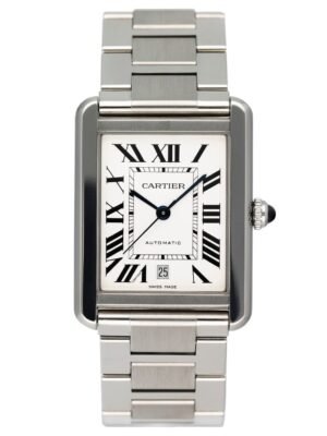 Cartier Tank Solo XL W5200028 aço inoxidável Relógio Masculino Caixa e Documentos