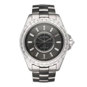 Chanel J12 H2913 Diamond Bezel Ceramic Relógio Masculino Caixa e Documentos