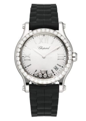 Chopard Happy Sport 278582-3003 mostrador branco Relógio Feminino Caixa e Documentos