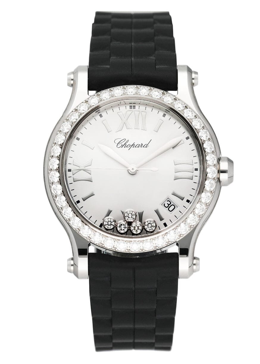 Chopard Happy Sport 278582-3003 mostrador branco Relógio Feminino Caixa e Documentos