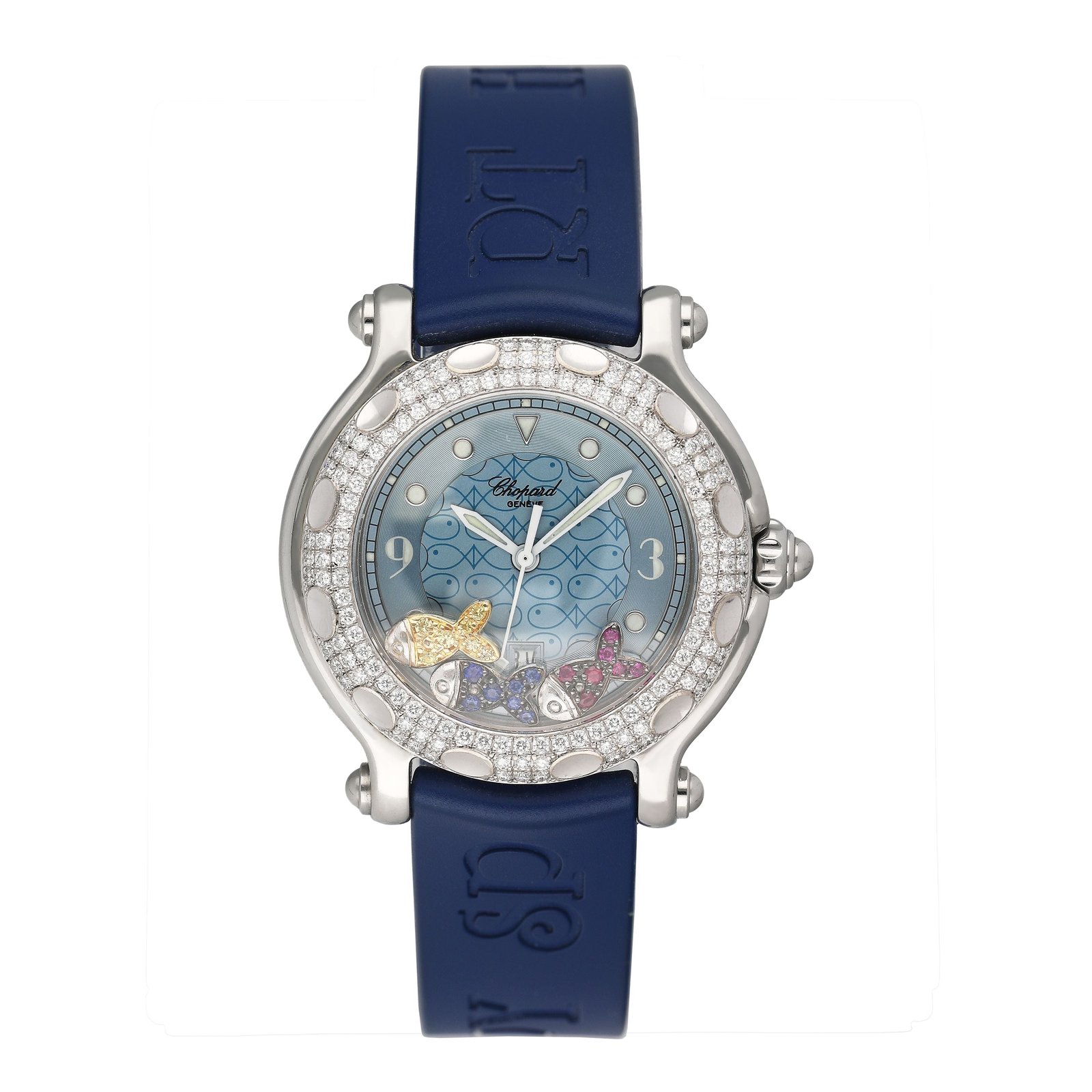 Chopard Happy Sport Fish 27/8822 mostrador azul Relógio Feminino With Box