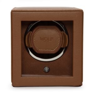 Cub Single Relógio Winder with Cover - Cognac