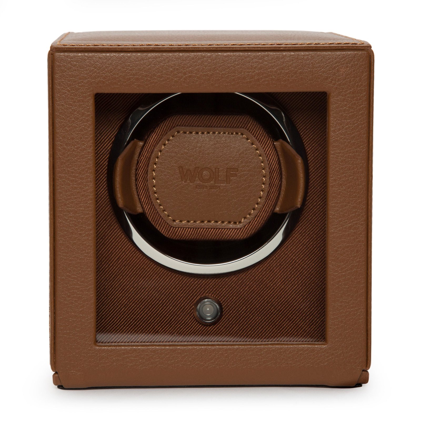 Cub Single Relógio Winder with Cover - Cognac