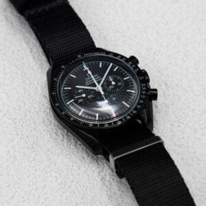 Custom Omega Speedmaster DLC mostrador preto Relógio Masculino