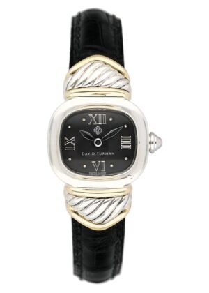 David Yurman mostrador preto 14K Gold Steel Relógio Feminino