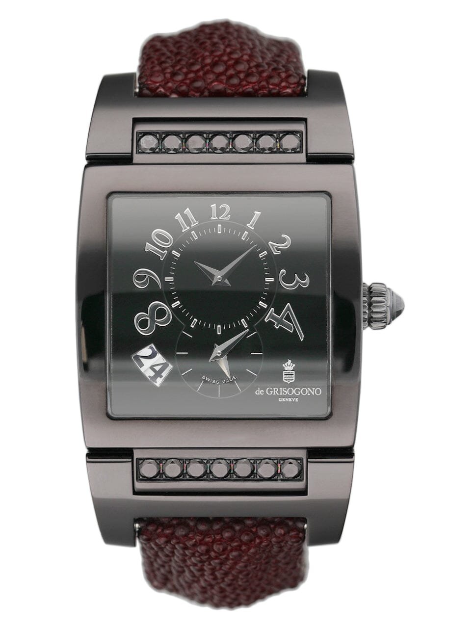 De Grisogono UNO duplo fuso horário (Dual Time) mostrador preto Relógio Feminino