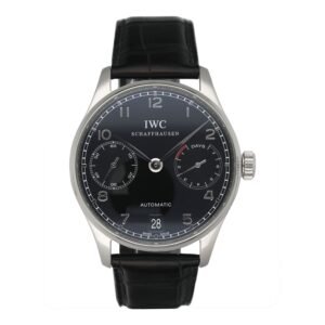 IWC Portuguese Automatic IW500109 mostrador preto Steel Relógio Masculino Caixa e Documentos