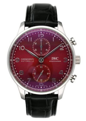 IWC Portuguese Chronograph IW371616 Red Dial Relógio Masculino Caixa e Documentos