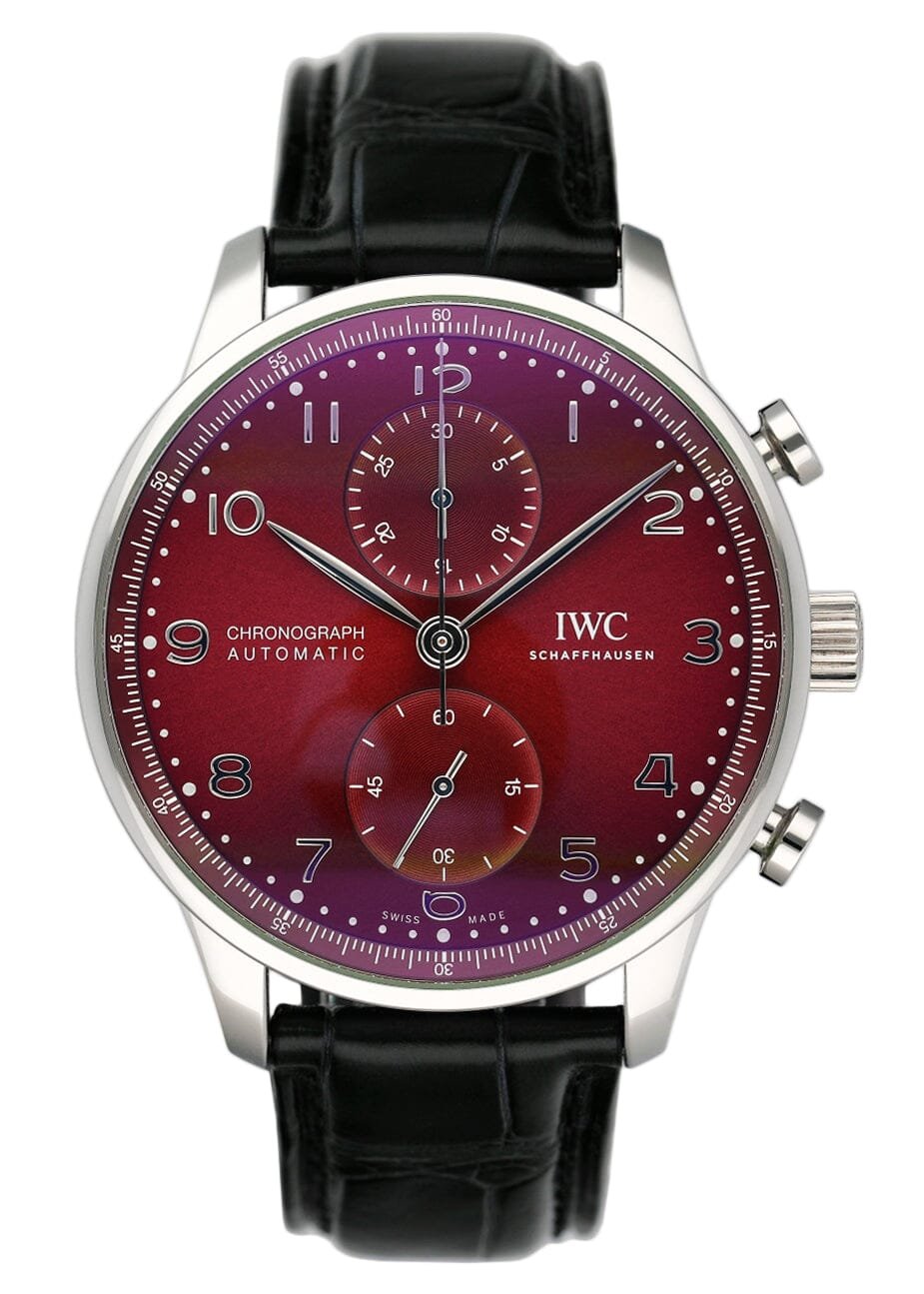 IWC Portuguese Chronograph IW371616 Red Dial Relógio Masculino Caixa e Documentos