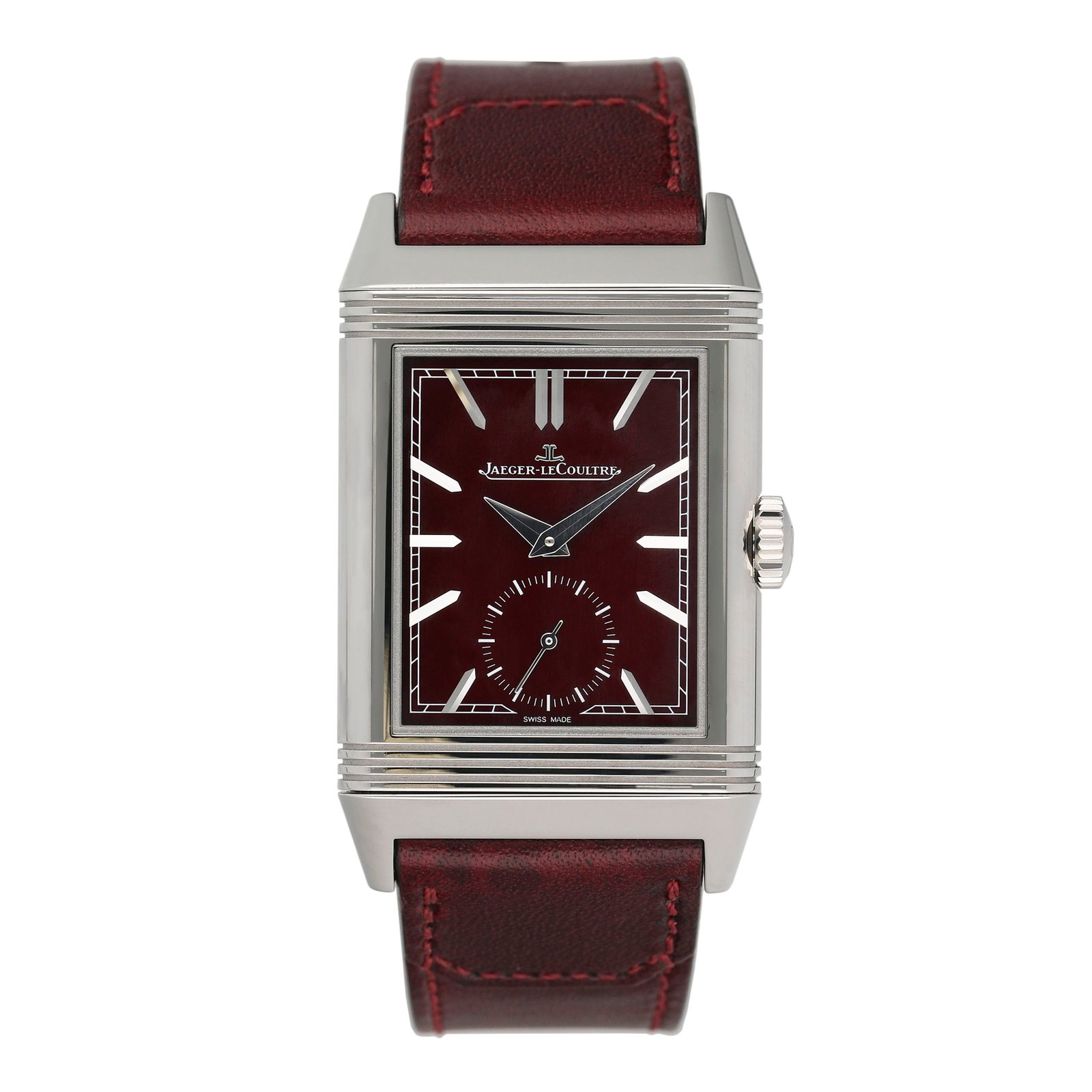 Jaeger-LeCoultre Reverso Tribute Q397846J Burgundy Dial Relógio Masculino Caixa e Documentos