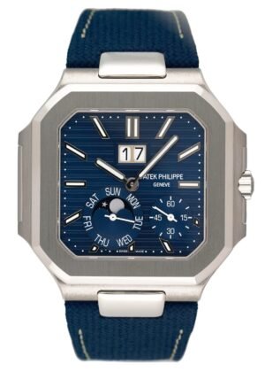 Patek Philippe Cubitus 5822P mostrador azul Relógio Masculino Caixa e Documentos
