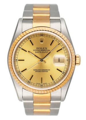 NOS Rolex Datejust 16233 mostrador champagne Relógio Masculino Caixa e Documentos