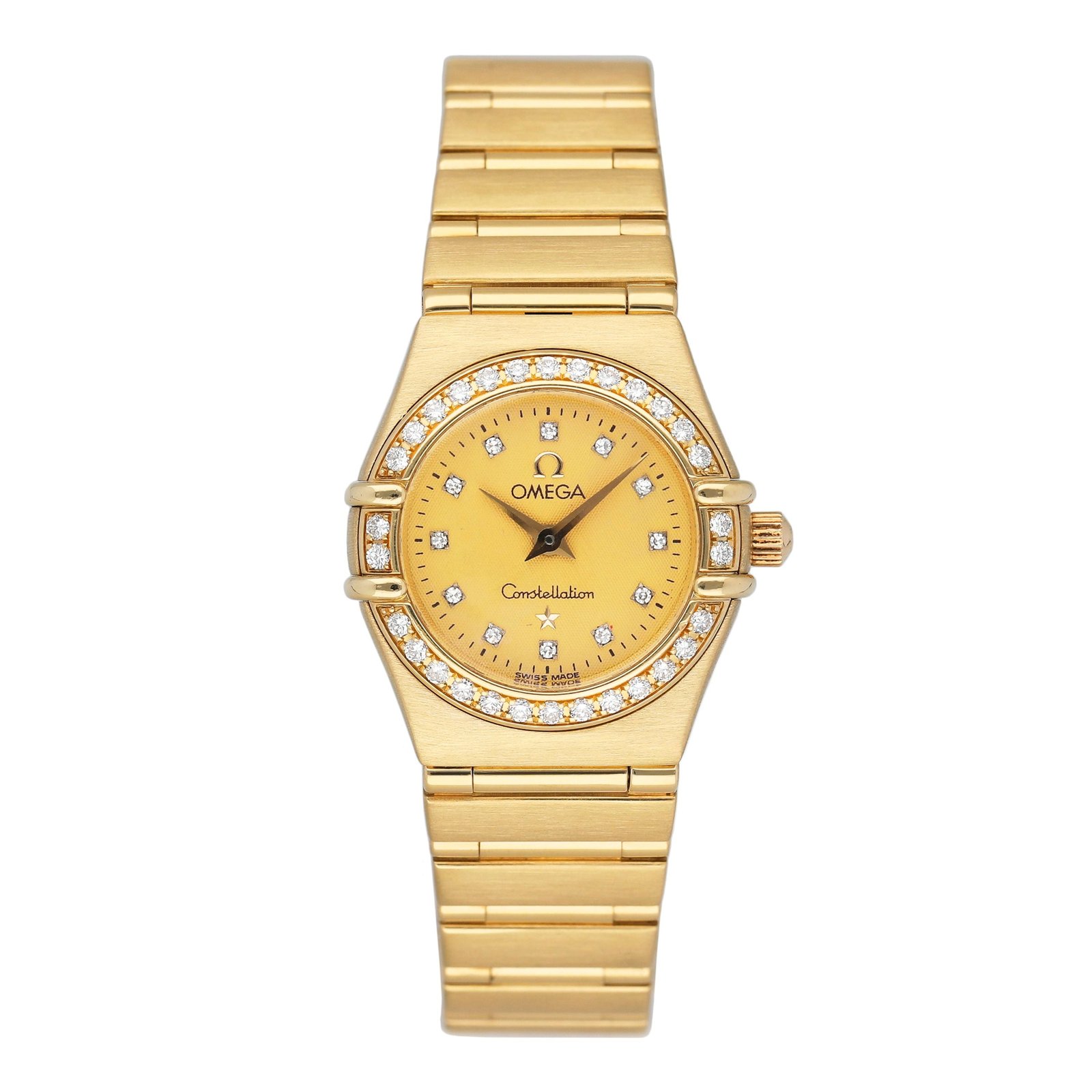 Omega Constellation 1167.75.00 mostrador champagne Relógio Feminino Caixa e Documentos