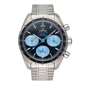 Omega Speedmaster 38 324.30.38.50.03.002 mostrador azul Relógio Masculino Caixa e Documentos