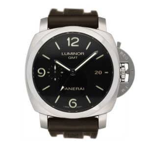 Panerai Luminor 1950 3 Days GMT PAM00320 mostrador preto Relógio Masculino