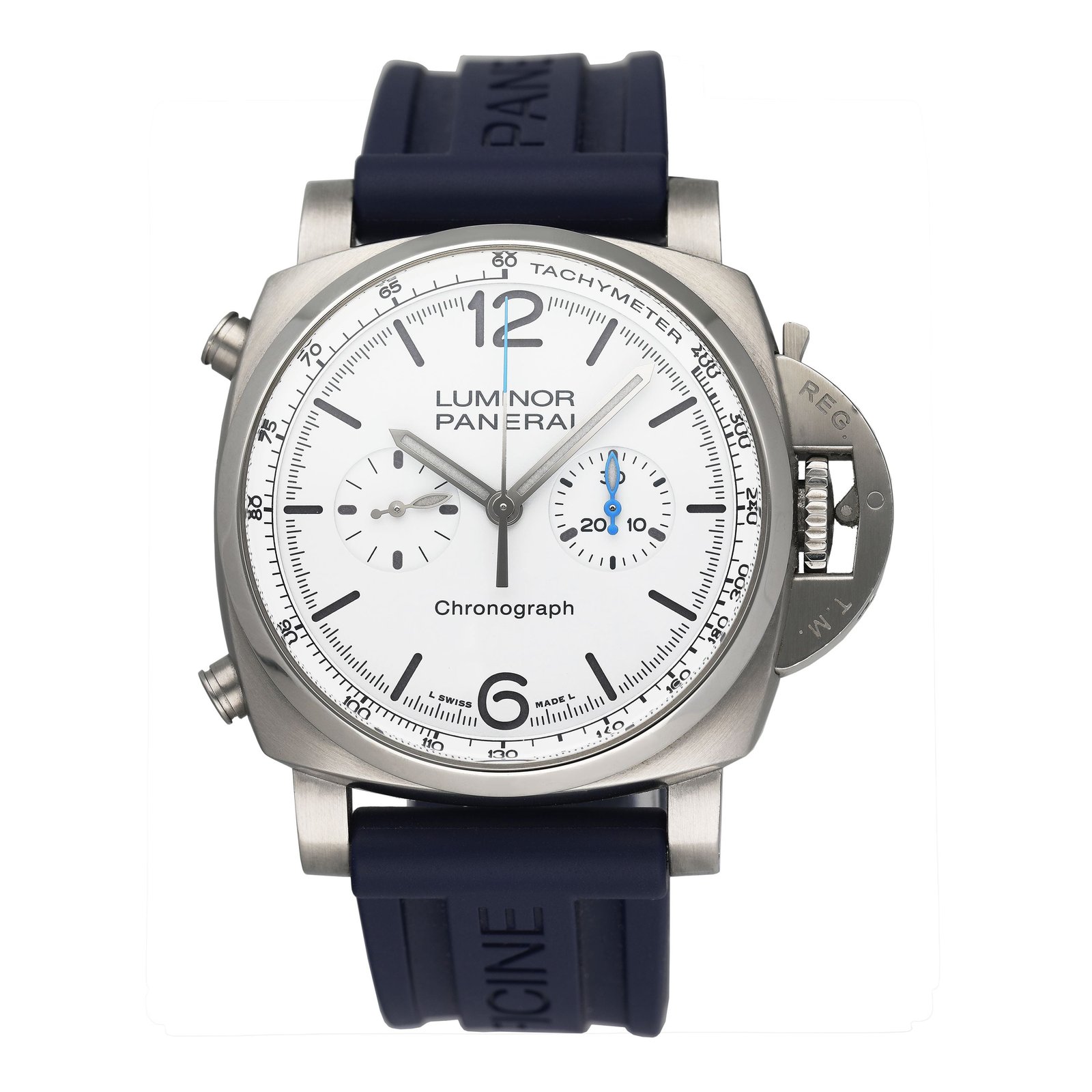 Panerai Luminor Chrono PAM01218 mostrador branco Relógio Masculino With Box