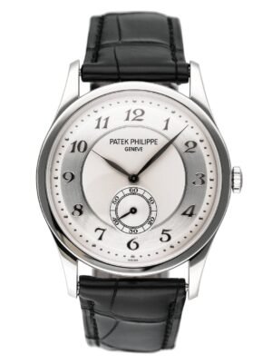 Patek Philippe Calatrava 5196P-001 mostrador prata Platinum Relógio Masculino Caixa e Documentos