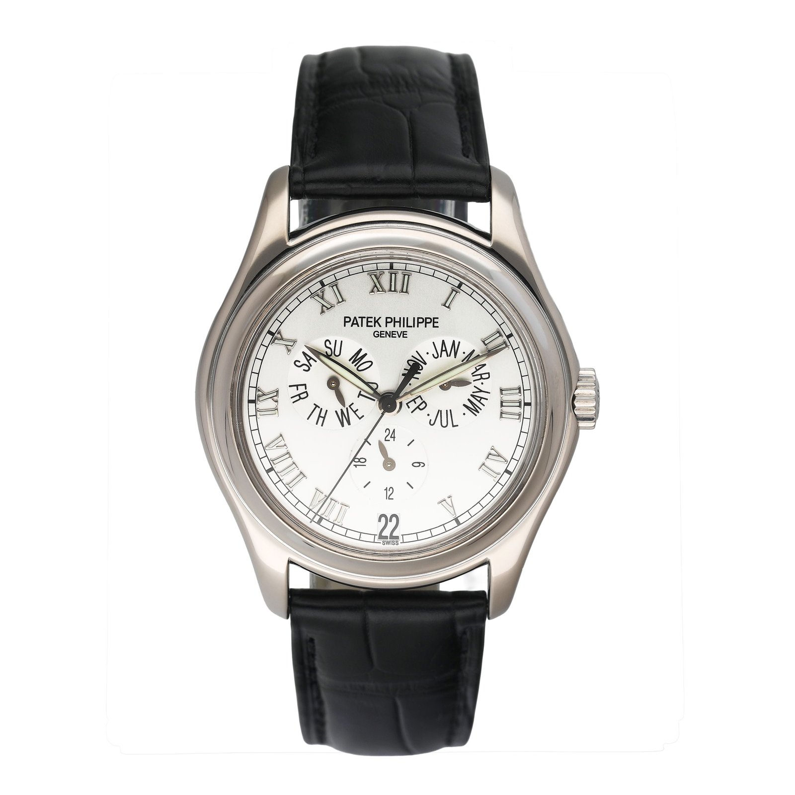 Patek Philippe Annual Calendar 5035G mostrador prata Relógio Masculino