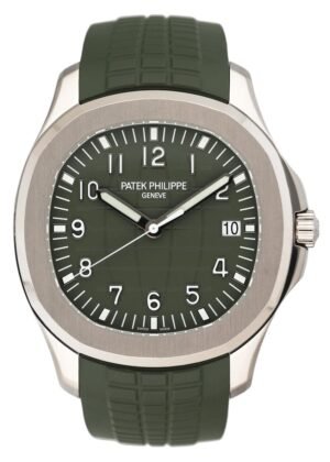 Patek Philippe Aquanaut 5168G-010 Green Dial Relógio Masculino Caixa e Documentos