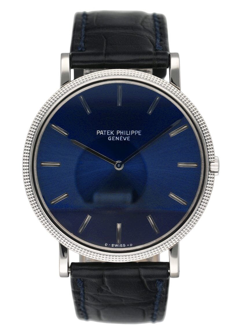 Patek Philippe Calatrava 3588/1G mostrador azul Relógio Masculino