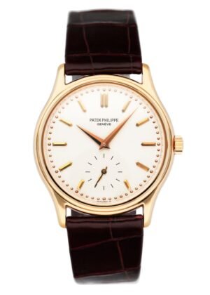 Patek Philippe Calatrava 3923 mostrador prata 18k ouro rosa Relógio Masculino Caixa e Documentos