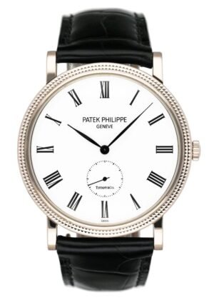 Patek Philippe Calatrava 5119G Tiffany & Co mostrador branco Relógio Masculino