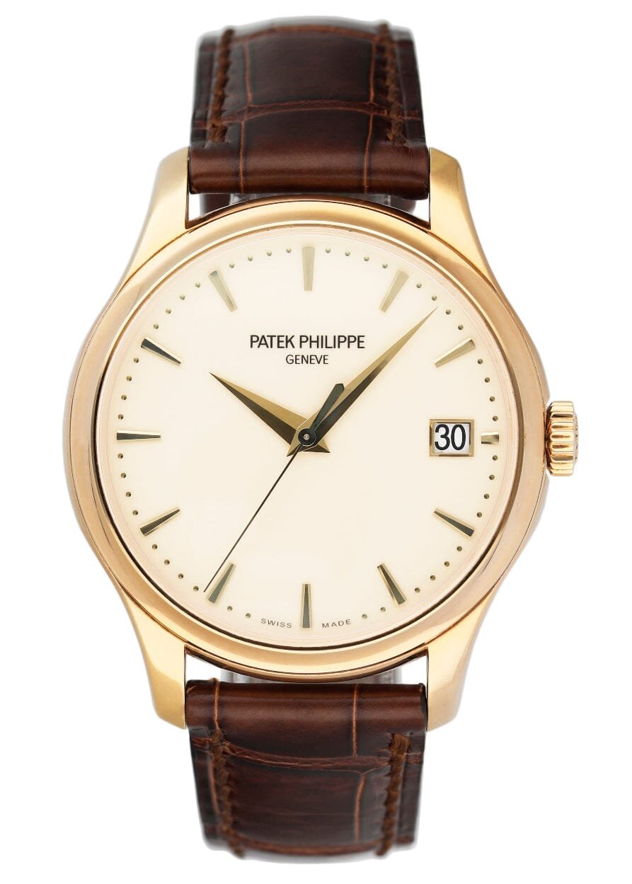 Patek Philippe Calatrava 5227J Ivory Dial 18k ouro amarelo Relógio Masculino Caixa e Documentos