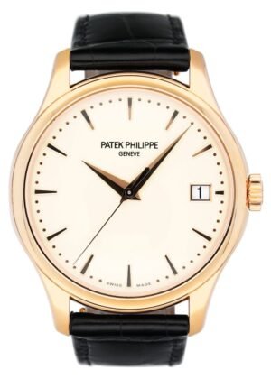 Patek Philippe Calatrava 5227J Ivory Dial 18k ouro amarelo Relógio Masculino Caixa e Documentos