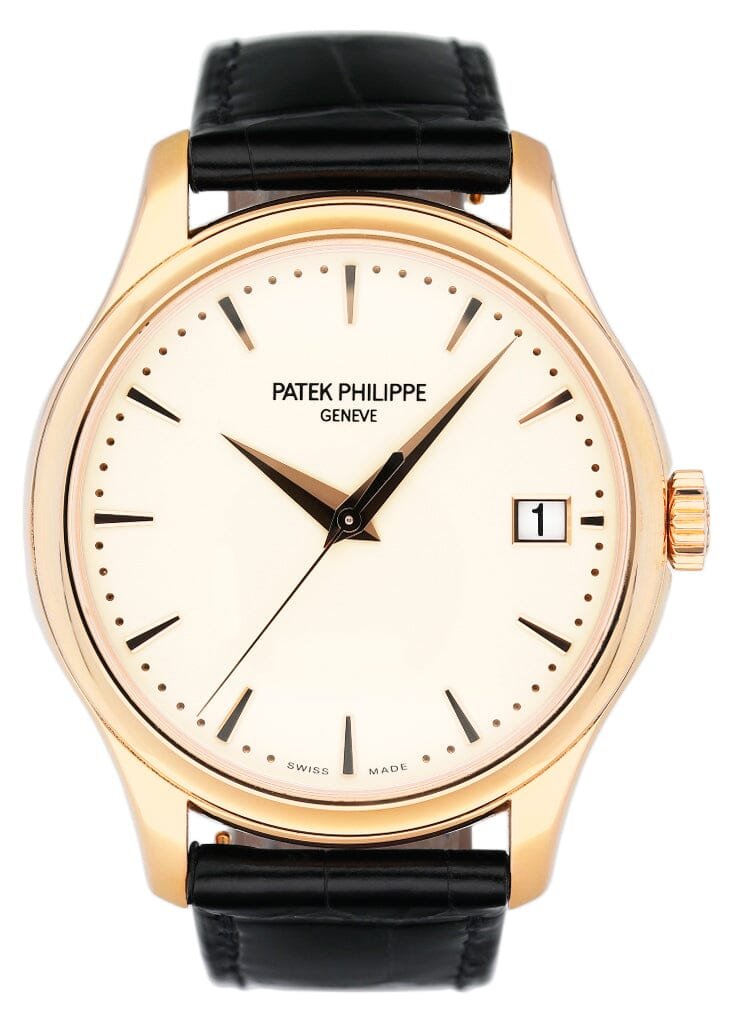 Patek Philippe Calatrava 5227J Ivory Dial 18k ouro amarelo Relógio Masculino Caixa e Documentos