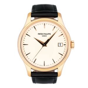 Patek Philippe Calatrava 5227R Ivory Dial 18k ouro rosa Relógio Masculino Caixa e Documentos