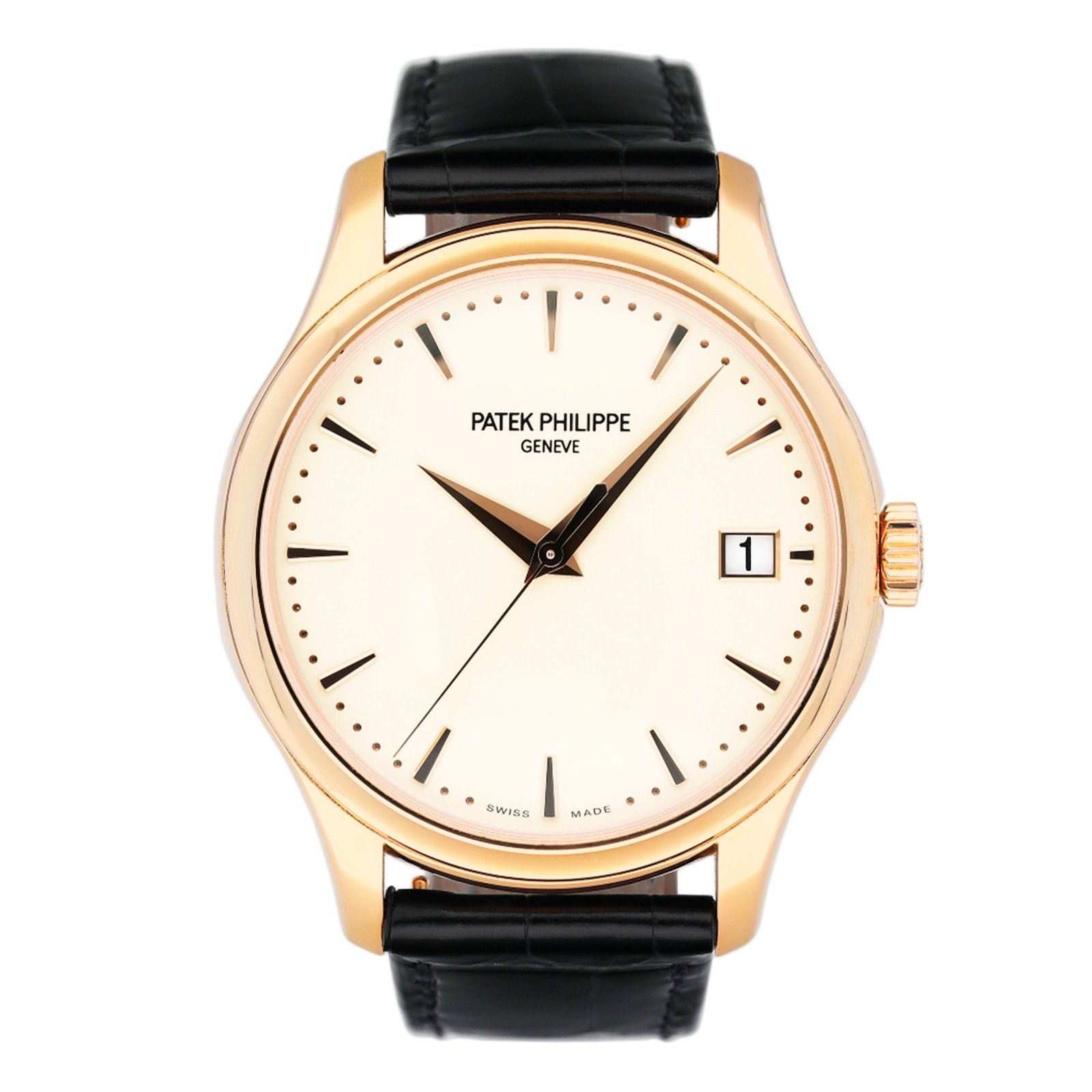 Patek Philippe Calatrava 5227R Ivory Dial 18k ouro rosa Relógio Masculino Caixa e Documentos