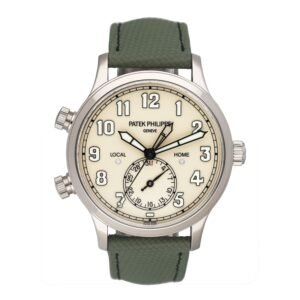 Patek Philippe Calatrava Pilot Travel Time 5524G Ivory Dial Relógio Masculino Caixa e Documentos