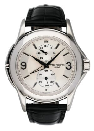 Patek Philippe Calatrava Travel Time 5134G 18k ouro branco Relógio Masculino