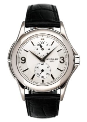 Patek Philippe Calatrava Travel Time 5134G 18k ouro branco Relógio Masculino Caixa e Documentos