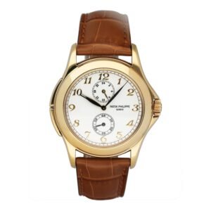 Patek Philippe Calatrava Travel Time 5134J 18k ouro amarelo Relógio Masculino Caixa e Documentos