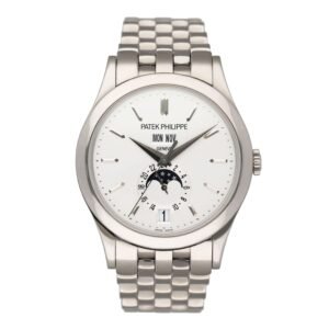 Patek Philippe Complications 5396G mostrador prata Relógio Masculino Caixa e Documentos